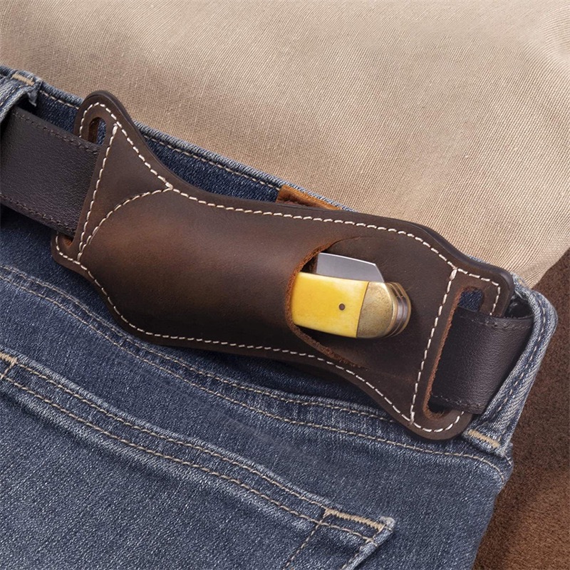 Edc Carry Knife - 실외용 허리에 착용하는 천연 가죽 EDC