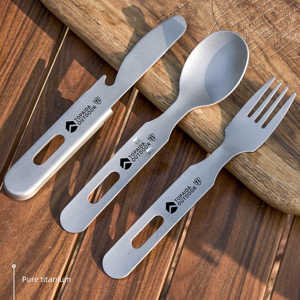 3-in-1 티타늄 캠핑용 포크, 스푼, 나이프 세트  - Edc Everyday Carry Knives 리뷰 및 가격
